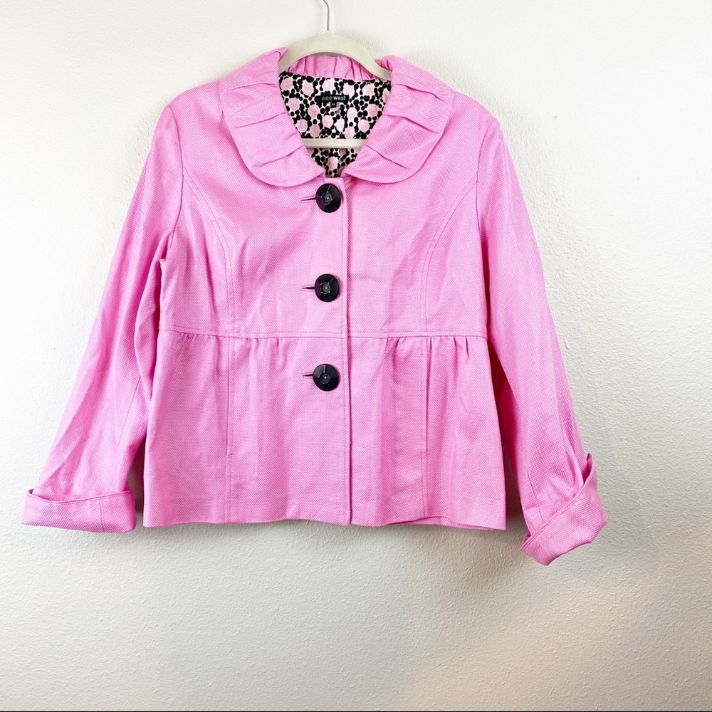 💕600 West Pink Short Jacket Peplum Detail Size 12
